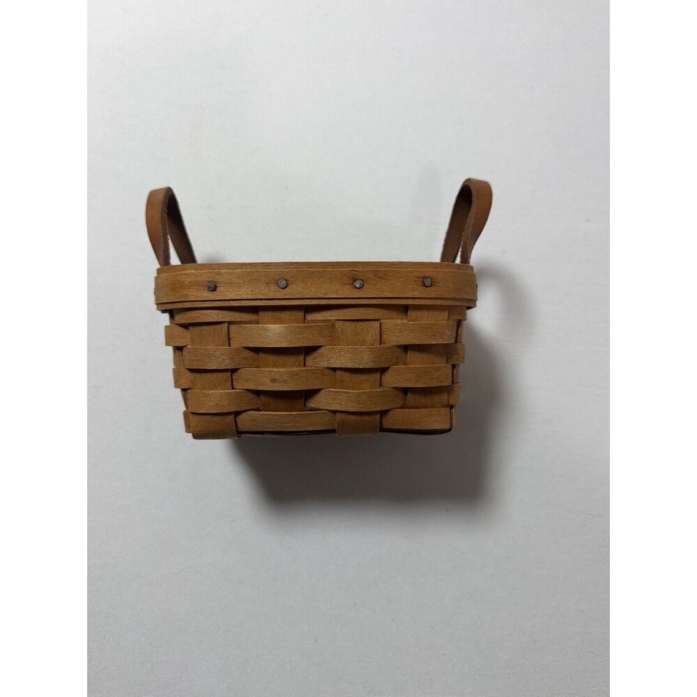 Longaberger Brown Wooden Basket 1992 Salt & Pepper Holder With Plastic Liner